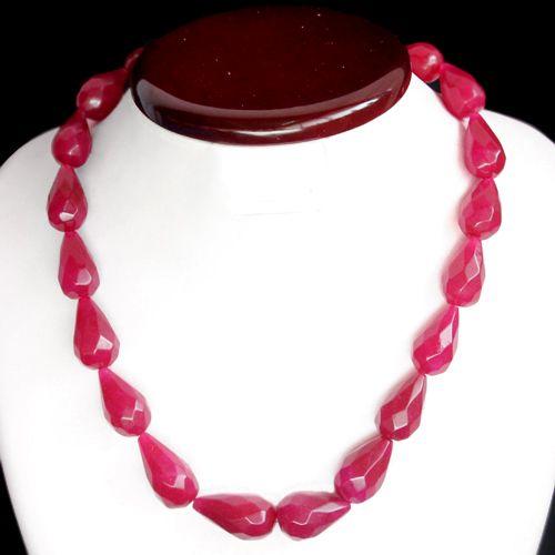 Rub 338 collier parure 11x19mm rubis perles facettees 91gr vente bijou ethniques 1