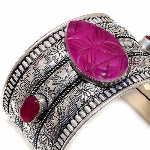 Rub 345 bracelet 50mm torque manchette rubis cachemire 57gr 25x40mm argent 3