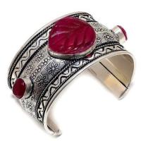 Rub 346 bracelet 45mm torque manchette rubis cachemire 64gr 35x40mm argent 1