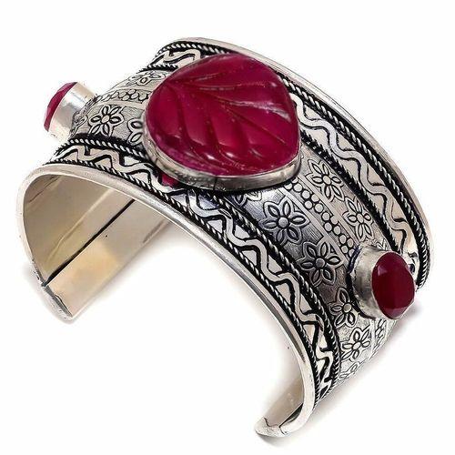 Rub 346 bracelet 45mm torque manchette rubis cachemire 64gr 35x40mm argent 2