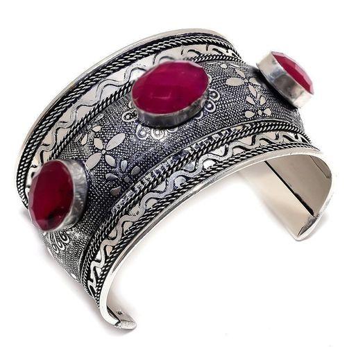 Rub 348 bracelet 45mm torque manchette rubis cachemire 55gr 15x20mm argent 1