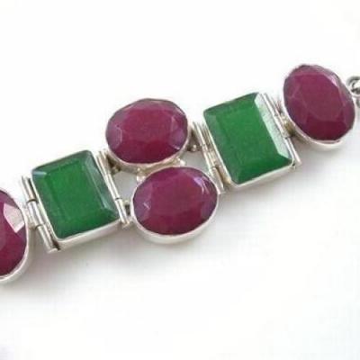 Rub 351c bracelet rubis emeraude 14x18mm argent925