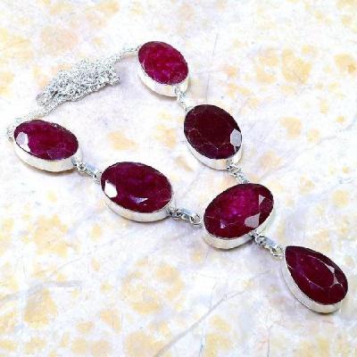 Rub 381a parure collier boucles rubis cachemire bijou argent 925 achat vente