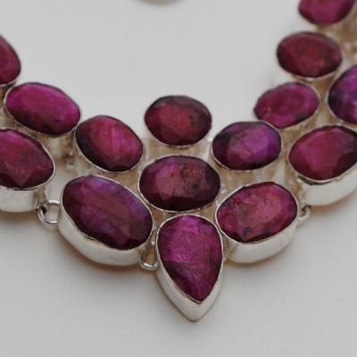 Rub 394a collier parure sautoir rubis argent 925 achat vente