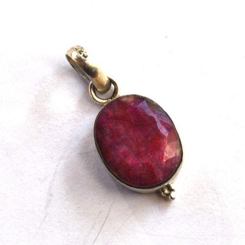 Rub 408 pendentif pendant rubis 13x32mm argent925 3