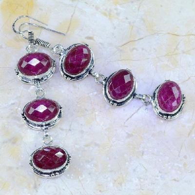 Rub 464a boucles pendants oreilles rubis cachemire achat vente bijoux argent ethniques