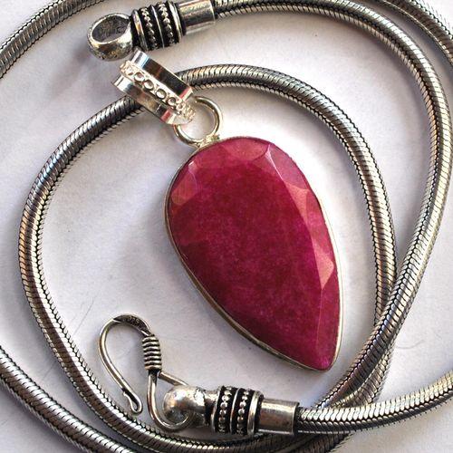 Rub 469 pendentif chaine rubis 24x40mm argent925 1