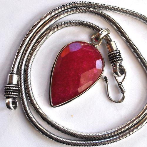 Rub 469 pendentif chaine rubis 24x40mm argent925 4
