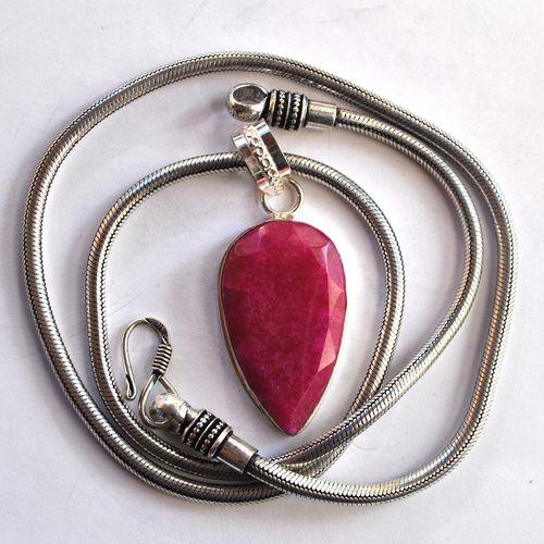 Rub 469 pendentif chaine rubis 24x40mm argent925 5