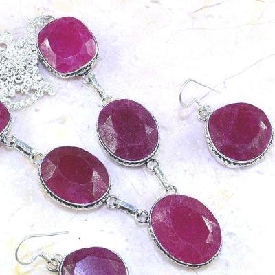 Rub 484a parure collier boucles rubis argent 925 achat vente bijoux