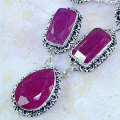 Rub 490a collier parure sautoir rubis cachemire achat vente bijoux argent ethniques