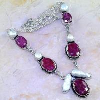 Rub 507a collier parure sautoir rubis perle nacre argent 925 achat vente bijoux 1900