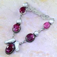 Rub 507b collier parure sautoir rubis perle nacre argent 925 achat vente bijoux 1900