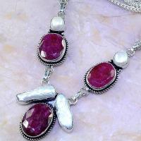 Rub 507c collier parure sautoir rubis perle nacre argent 925 achat vente bijoux 1900