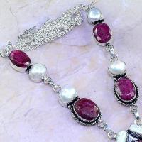 Rub 507f collier parure sautoir rubis perle nacre argent 925 achat vente bijoux 1900