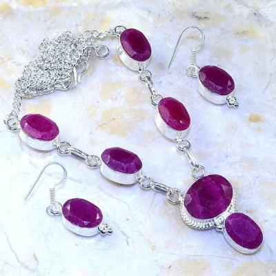 Rub 525a collier parure boucles rubis medieval argent 925 achat vente bijoux 1900