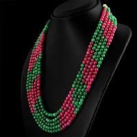 Rub 538a collier parure sautoir rubis emeraude ethnique argent 925 achat vente bijoux 1900