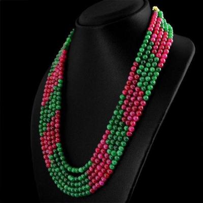 Rub 538b collier parure sautoir rubis emeraude ethnique argent 925 achat vente bijoux 1900