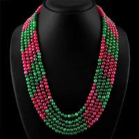 Rub 538b collier parure sautoir rubis emeraude ethnique argent 925 achat vente bijoux 1900