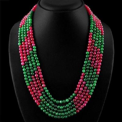 Rub 538b collier parure sautoir rubis emeraude ethnique argent 925 achat vente bijoux 1900