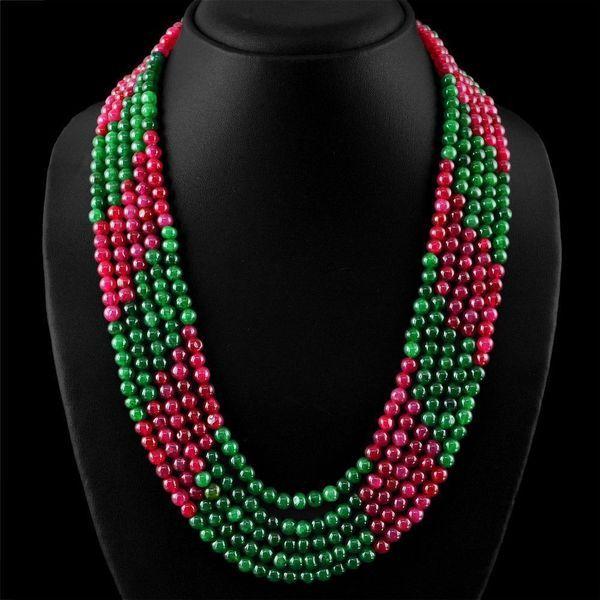 Rub 538b collier parure sautoir rubis emeraude ethnique argent 925 achat vente bijoux 1900
