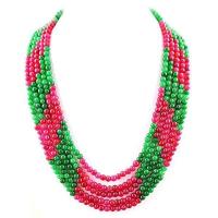 Rub 539b collier parure sautoir rubis emeraude ethnique argent 925 achat vente bijoux 1900 1 1 1 1