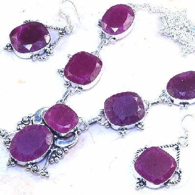 Rub 549b parure collier boucles oreilles rubis cachemire achat vente bijoux ethniques