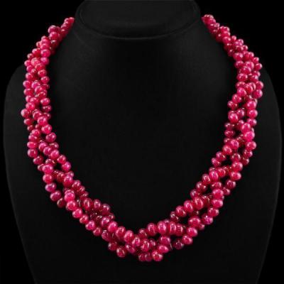 Rub 587 collier 3rangs parure sautoir 4 5mm rubis cachemire achat vente bijoux ethniques 1 