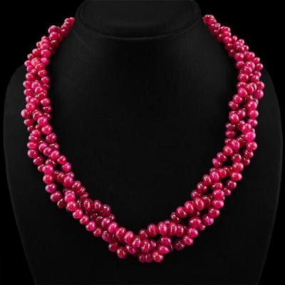 Rub 587 collier 3rangs parure sautoir 4 5mm rubis cachemire achat vente bijoux ethniques 1