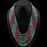Rub 596 collier parure sautoir rubis emeraude 5mm 7rangs argent 925 achat vente bijoux 1