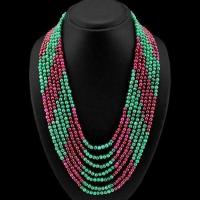 Rub 596 collier parure sautoir rubis emeraude 5mm 7rangs argent 925 achat vente bijoux 1 