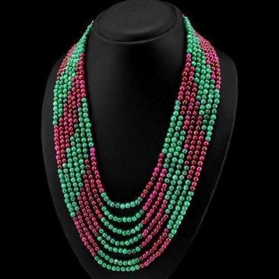 Rub 596 collier parure sautoir rubis emeraude 5mm 7rangs argent 925 achat vente bijoux 2 