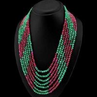 Rub 597 collier parure sautoir rubis emeraude 5mm 7rangs argent 925 bijoux 2 