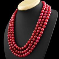 Rub 613a collier parure sautoir 3rangs 8 mm rubis cachemire achat vente bijoux ethniques