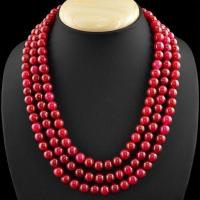 Rub 613b collier parure sautoir 3rangs 8 mm rubis cachemire achat vente bijoux ethniques