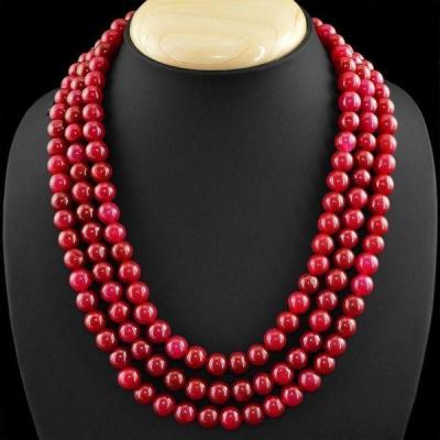 Rub 613a collier parure sautoir 3rangs 8 mm rubis cachemire achat vente bijoux ethniques