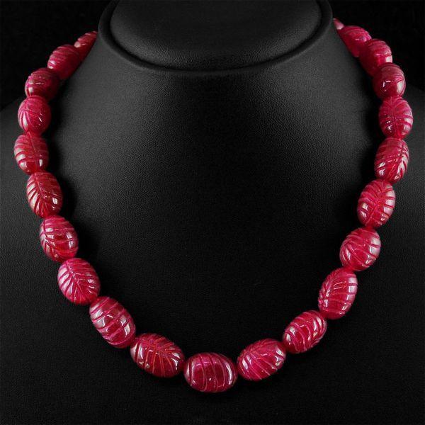 Rub 614b collier parure sautoir perles gravees 12x20mm rubis cachemire achat vente bijoux ethniques