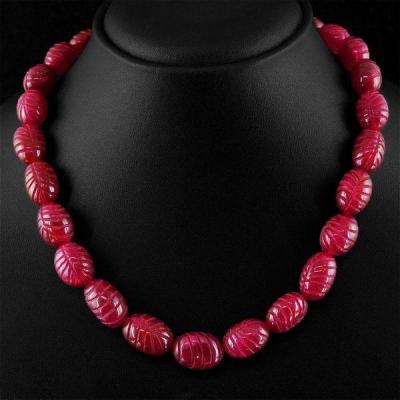 Rub 614d collier parure sautoir perles gravees 12x20mm rubis cachemire achat vente bijoux ethniques