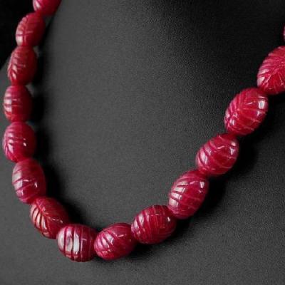 Rub 614d collier parure sautoir perles gravees 12x20mm rubis cachemire achat vente bijoux ethniques