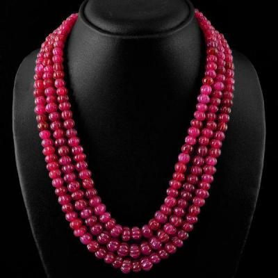 Rub 617a collier 3rangs parure sautoir 10x9 mm rubis cachemire achat vente bijoux ethniques 1 1