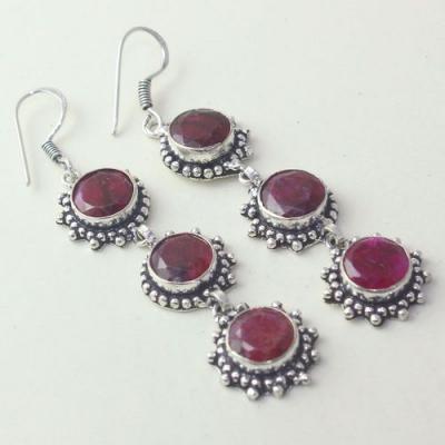 Rub 709a boucles oreilles rubis 10mm cachemire bijou ethnique achat vente argent 925