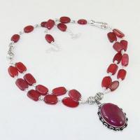 Rub 730a collier rubis cachemire 69gr argent 925