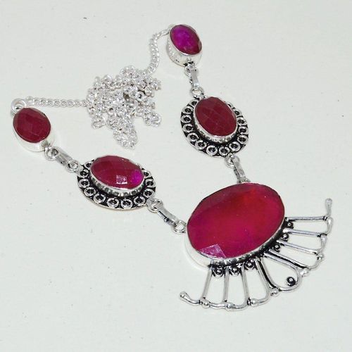 Rub 742d collier parure sautoir rubis cachemire 20x30mm achat vente bijou argent 925