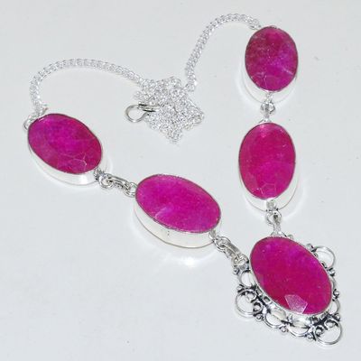 Rub 743a collier rubis cachemire 47gr argent 925