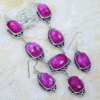 Rub 762a parure collier boucles oreilles rubis cachemire achat vente bijou argent 925