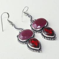 Rub 775a boucles pendants oreilles rubis cachemire grenat achat vente bijou argent 925