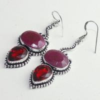 Rub 775b boucles pendants oreilles rubis cachemire grenat achat vente bijou argent 925