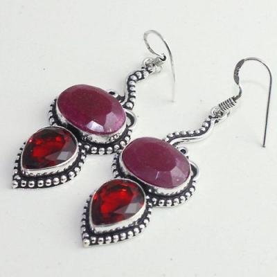 Rub 775c boucles pendants oreilles rubis cachemire grenat achat vente bijou argent 925