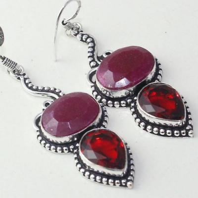 Rub 775c boucles pendants oreilles rubis cachemire grenat achat vente bijou argent 925