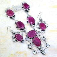 Rub 801a collier boucles oreilles 10x15mm rubis cachemire bijou ethnique achat vente